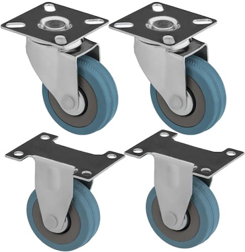 Komplet fi 100 kółka transportowe gumowe - 2x skrętne 2x stałe