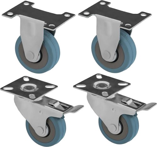 Komplet fi 100 kółka transportowe gumowe - 2x skrętne z hamulcem 2x stałe