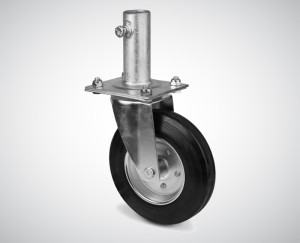 Zestaw kołowy skrętny z trzpieniem fi 200 mm - nośność 230 kg - trzpień 45x120 mm - koło z oponą gumową