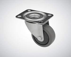 Zestaw kołowy skrętny fi 80 mm - nośność 90 kg - koło z termoplastycznej gumy
