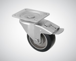 Zestaw kołowy skrętny z hamulcem fi 125 mm - nośność 220 kg - koło z elastycznej gumy