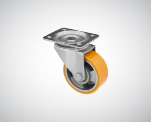 Zestaw kołowy skrętny aluminiowy fi 125 mm - nośność 300 kg - wzmocniony - koło z poliuretanu