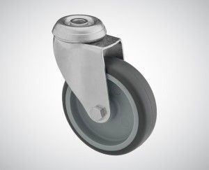 Zestaw kołowy skrętny z otworem fi 100 mm - nośność 90 kg - koło z termoplastycznej gumy
