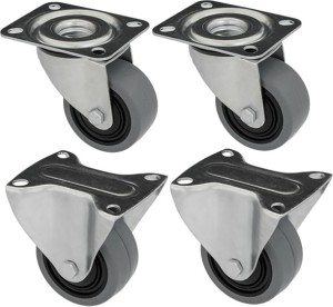 Koła skrętne z pełnej gumy - fi 80 mm - 2x skrętne 2x stałe - KOMPLET