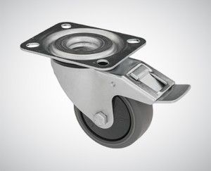 Zestaw kołowy skrętny z hamulcem fi 125 mm - nośność 120 kg - koło z termoplastycznej gumy