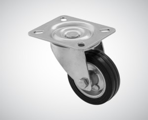 Zestaw kołowy skrętny fi 80 mm - nośność 50 kg - koło z oponą gumową